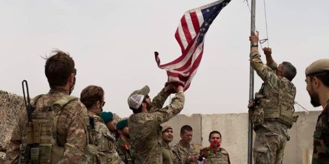 Handover ceremony at Camp Anthonic, U.S. Army, to Afghan Defense Forces in Helmand province, Afghanistan, May 2, 2021.