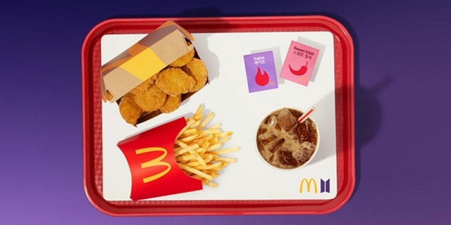 The meal includes a 10-piece Chicken McNuggets, medium fries, a medium Coke and Sweet Chili and Cajun dipping sauces – a first for the U.S. with recipes inspired by McDonald’s South Korea. (McDonald's). 