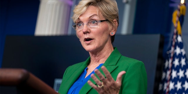 Energy Secretary Jennifer Granholm speaks during a press briefing at the White House, Tuesday, May 11, 2021, in Washington.