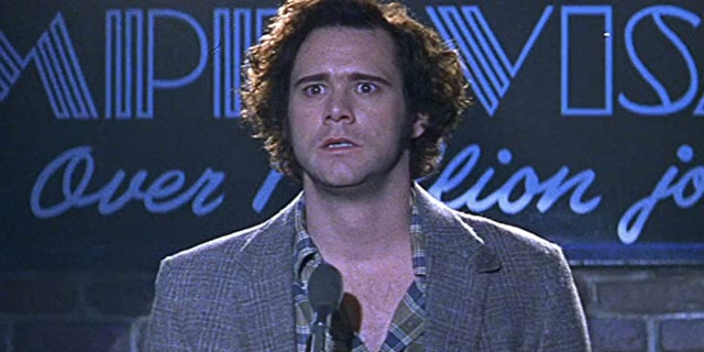 Jim Carrey appears in a scene of 'Man on the Moon' in which he portrayed late comedian Andy Kauffmann.