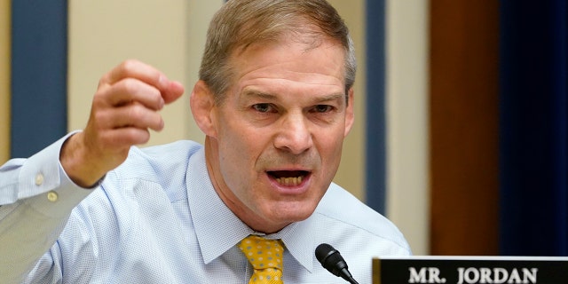 Rep. Jim Jordan, R-Ohio, speaks during a House Select Subcommittee on the Coronavirus Crisis hybrid hearing on Capitol Hill in Washington, Wednesday, May 19, 2021. (AP Photo/Susan Walsh, Pool)