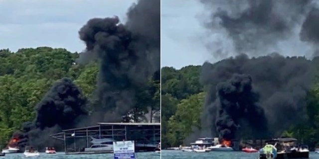 Officials are investigating what might have caused the explosion of a boat near a fuel dock on Lake Lanier.