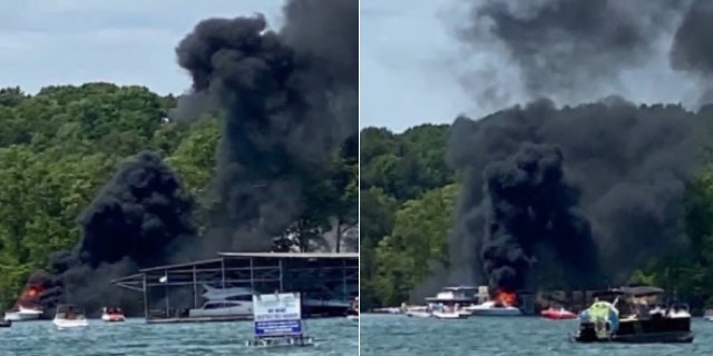 Officials are investigating what might have caused the explosion of a boat near a fuel dock on Lake Lanier.