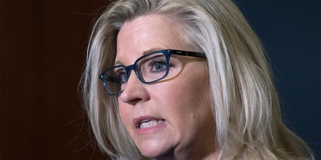Rep. Liz Cheney, R-Wyo., speaks to reporters after House Republicans voted to oust her from her leadership position as chair of the House Republican Conference on Capitol Hill in Washington, on Wednesday, May 12, 2021. (AP Photo/J. Scott Applewhite)