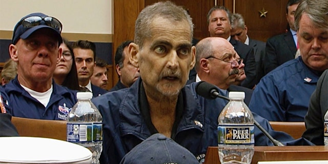 In this June 11, 2019, file image made from video, retired New York Police Detective and 9/11 responder, Luis Alvarez, speaks during a hearing by the House Judiciary Committee as it considers permanent authorization of the Victim Compensation Fund, on Capitol Hill in Washington.