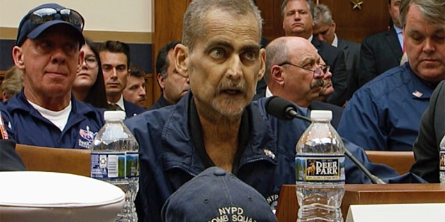 In this June 11, 2019, file image made from video, retired New York Police Detective and 9/11 responder, Luis Alvarez, speaks during a hearing by the House Judiciary Committee as it considers permanent authorization of the Victim Compensation Fund, on Capitol Hill in Washington.