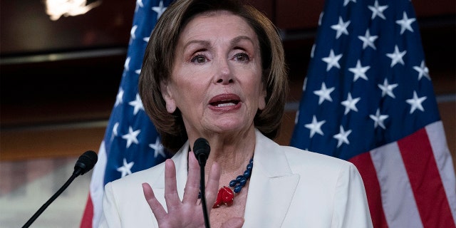 Speaker of the House Nancy Pelosi, D-Calif., speaks during a news conference on Capitol Hill in Washington, D.C.