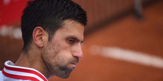 Novak Djokovic (SRB) during his first round match in Rome, Italy, on May 11, 2021.
