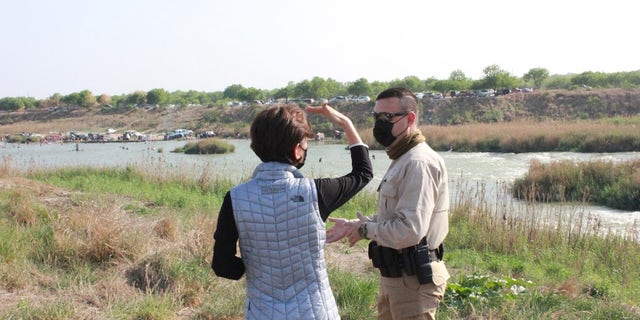Rep. Young Kim, R-Calif., along the U.S. border with Mexico