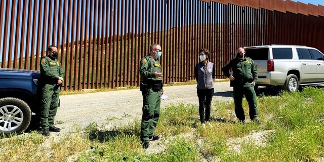 Rep. Young Kim, R-Calif., along the U.S. border with Mexico