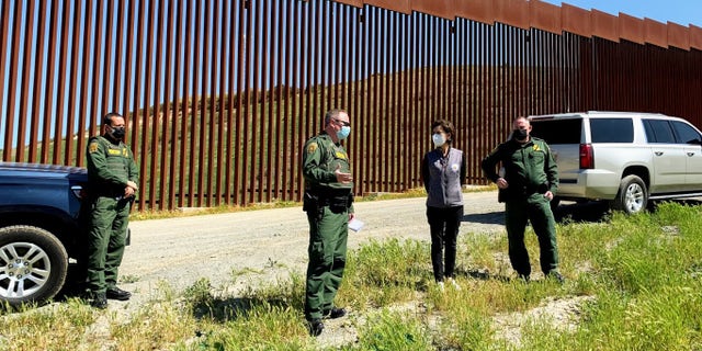 Rep. Young Kim, R-Calif., along the U.S. border with Mexico