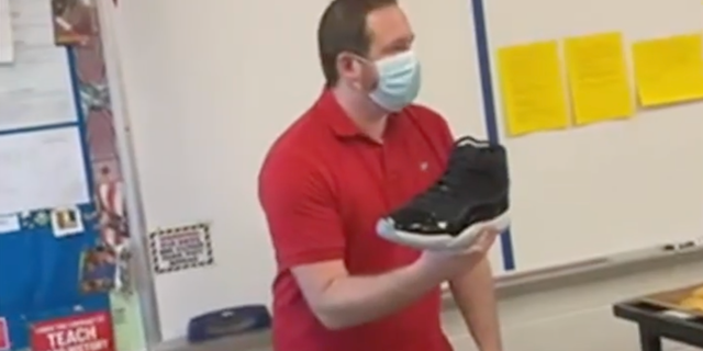 AP U.S. history teacher Kyler Holbrook told his class one day that he was obsessed with Air Jordans, so on the day of the final exam, his students surprised him with a pair of Space Jam 11s.