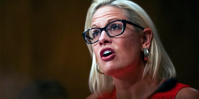 Then-Democratic Sen. Kyrsten Sinema, I-Ariz., questions witnesses during a hearing on 2020 census on Capitol Hill in Washington, Tuesday, July 16, 2019.