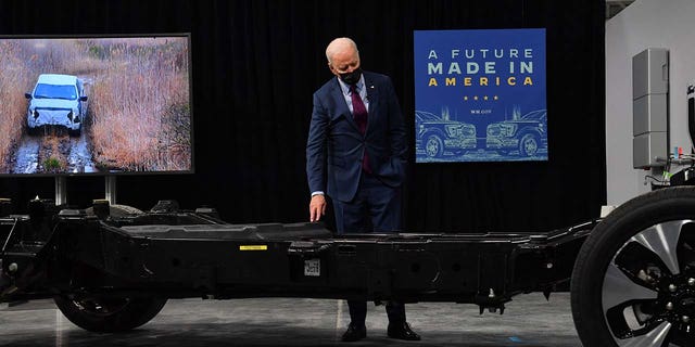 President Biden got a sneak peek at the electric Ford F-150 Lightning frame