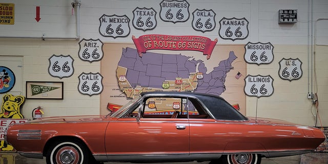 The Chrysler Turbine Car is on display at the Stahl Automotive Foundation