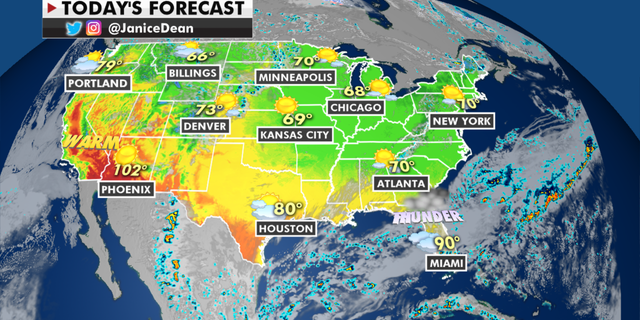 The national forecast for Thursday, May 13. (Fox News)