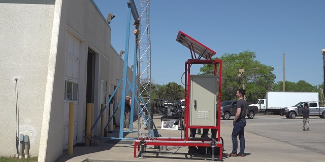 New portable emergency distress towers will help migrants call for help. It’s a 20-foot solar powered device with instructions in English and Spanish. (Stephanie Bennett/Fox News)