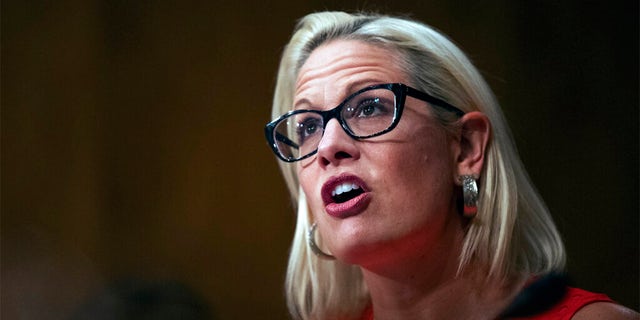 Senate Security and Governmental Affairs Committee member Sen. Kyrsten Sinema, D-Ariz., questions witnesses during a hearing on the 2020 census on Capitol Hill in Washington July 16, 2019. 