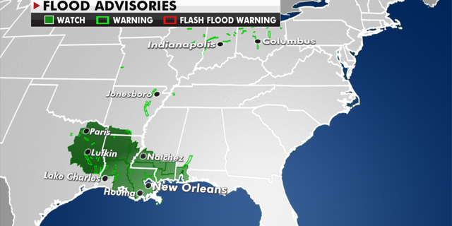 Flood advisories currently in effect. (Fox News)