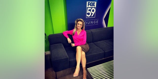 Thackston works as an early morning news anchor at Fox 59. Here she's pictured prior to her cancer journey.