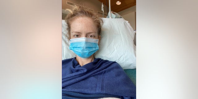 Thackston is pictured during a hospital stay. Despite her age, lack of risk factors and no family history of colorectal cancer, she battled a stage 3 diagnosis.