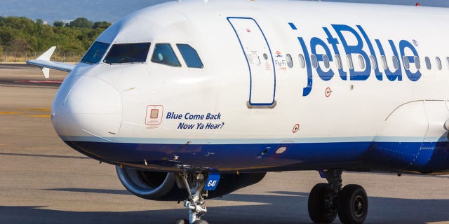 This file photo shows a JetBlue Airways Airbus A320 airplane at Cartagena airport.