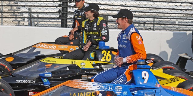 Dixon (foreground) will start from pole position alongside Colton Herta (middle) and Rinus VeeKay (top).