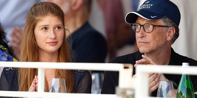 Bill Gates and his daughter Jennifer Gates, left, attend Global Champions Tour of Monaco at Port de Hercule on June 30, 2018 in Monte-Carlo, Monaco.