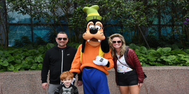 Thackston and her family during a vacation last February before the diagnosis, seen with husband, Christian Hogue and son Lachlan.