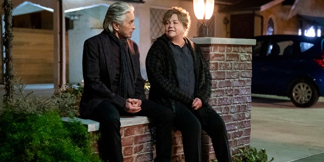 Michael Douglas, left, and Kathleen Turner in a scene from the third and final season of "The Kominsky Method."