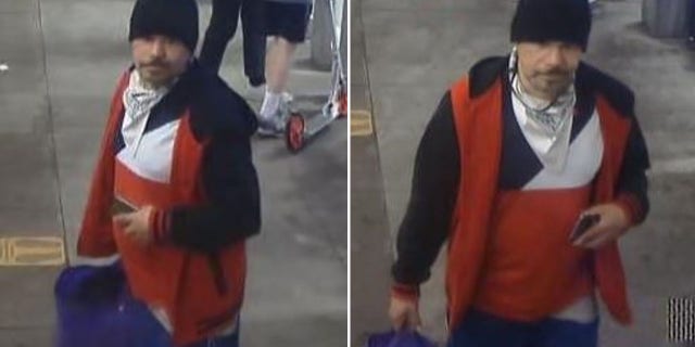 The suspect is described as a male approximately 30-years-old, 5'5" tall, weighing 200 pounds, with a light complexion, medium build and facial hair.