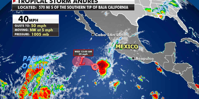 The current location of Tropical Storm Andres. (Fox News)