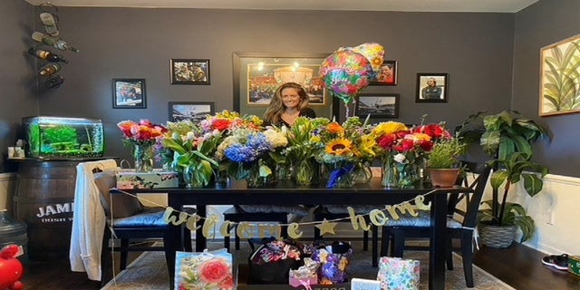 After a nearly month-long hospital stay in June, Thackston was welcomed home to flowers and gifts from colleagues at FOX 59 and the Indianapolis Motor Speedway and viewers.