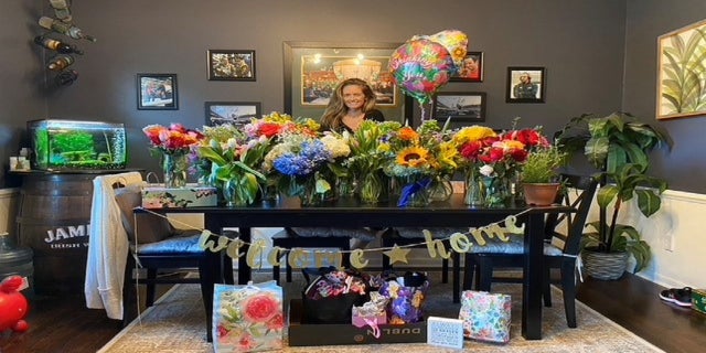 After a nearly month-long hospital stay in June, Thackston was welcomed home to flowers and gifts from colleagues at FOX 59 and the Indianapolis Motor Speedway and viewers.