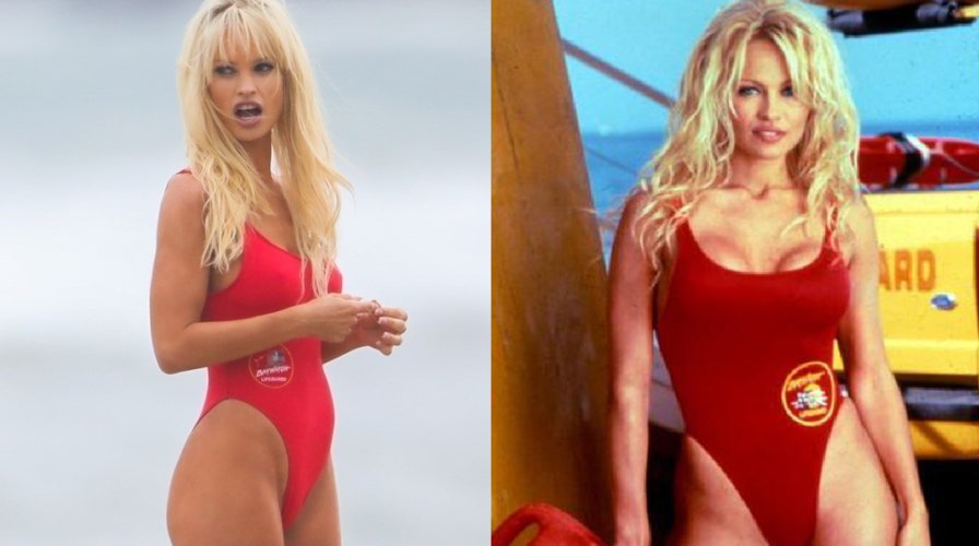 Lily James stuns in iconic red 'Baywatch' swimsuit as Pamela Anderson for  TV series | Fox News