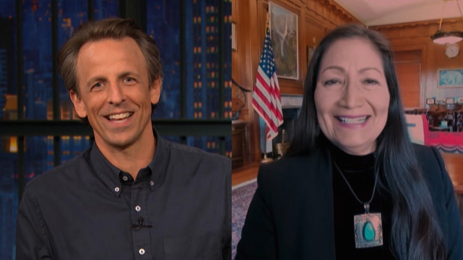 Haaland staffer caught crawling in background of her Seth Meyers interview: ‘We know you’re behind the desk’