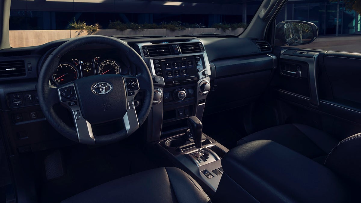 The 4Runner TRD Street features TRD logos and SofTex synthetic upholstery in the cabin.