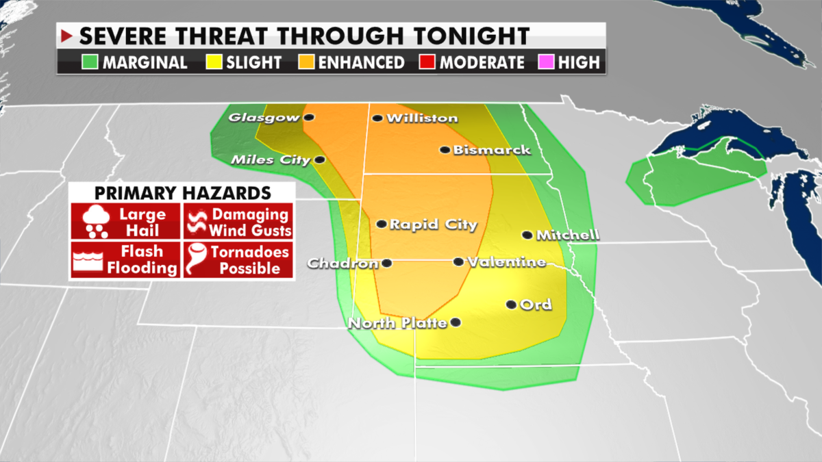 The threat of severe weather Thursday. (Fox News)