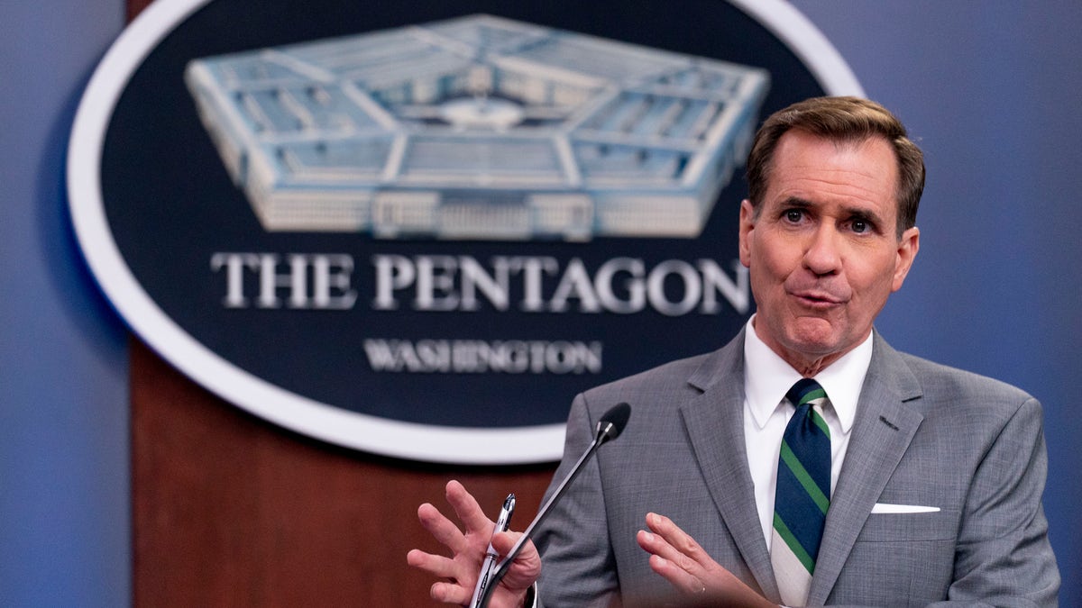 Pentagon spokesman John Kirby speaks during a media briefing at the Pentagon in Washington, Tuesday, June 1, 2021. (AP Photo/Andrew Harnik)