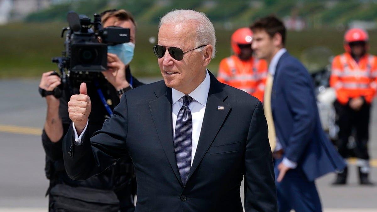 President Joe Biden boards Air Force One at Brussels Airport in Brussels, Tuesday, June 15, 2021. Biden is en route to Geneva. The White House supports the House resolution to repeal the 2002 Iraq War AUMF. (AP Photo/Patrick Semansky)