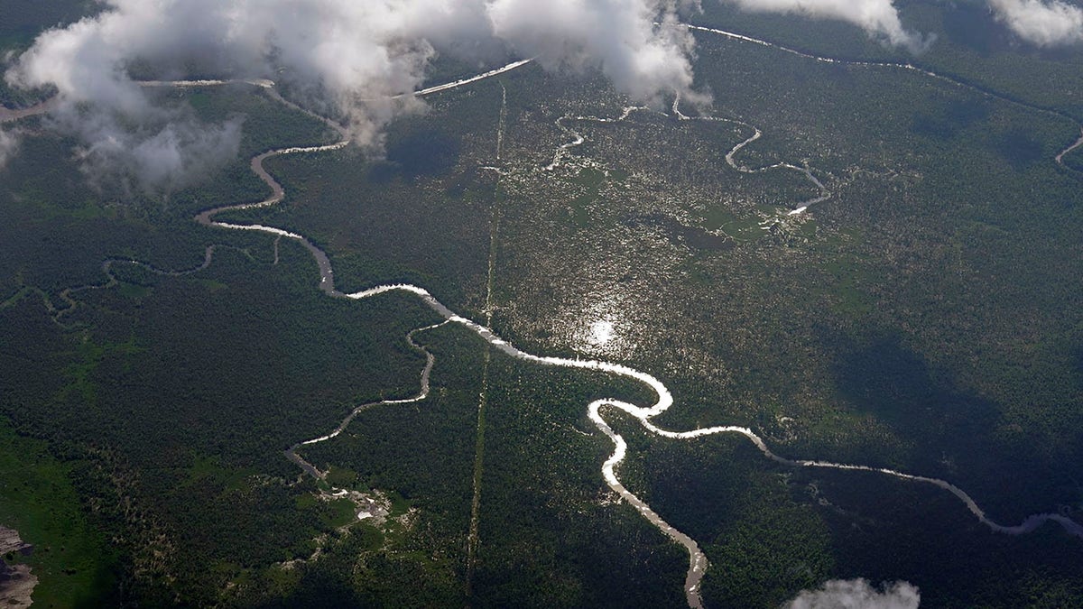 Hog Bayou, part of the Wax Lake Delta in the Atchafalaya Basin, is seen from a plane in St. Mary Parish, La., Tuesday, May 25, 2021. In geological time, young means thousands of years. On that scale, Louisiana's Wax Lake Delta is taking its first breaths. (AP Photo/Gerald Herbert)