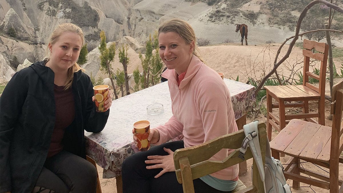 Texas residents Sophie Miller (left) and Kristen Bishop (right) enjoyed their Turkish vacation promptly after breaking up with their boyfriend "Adam" at an airport in Istanbul. The two women had been strangers to each other before the trip.