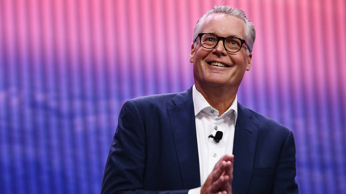 Ed Bastian smiling during a keynote at CES 2020 in Las Vegas