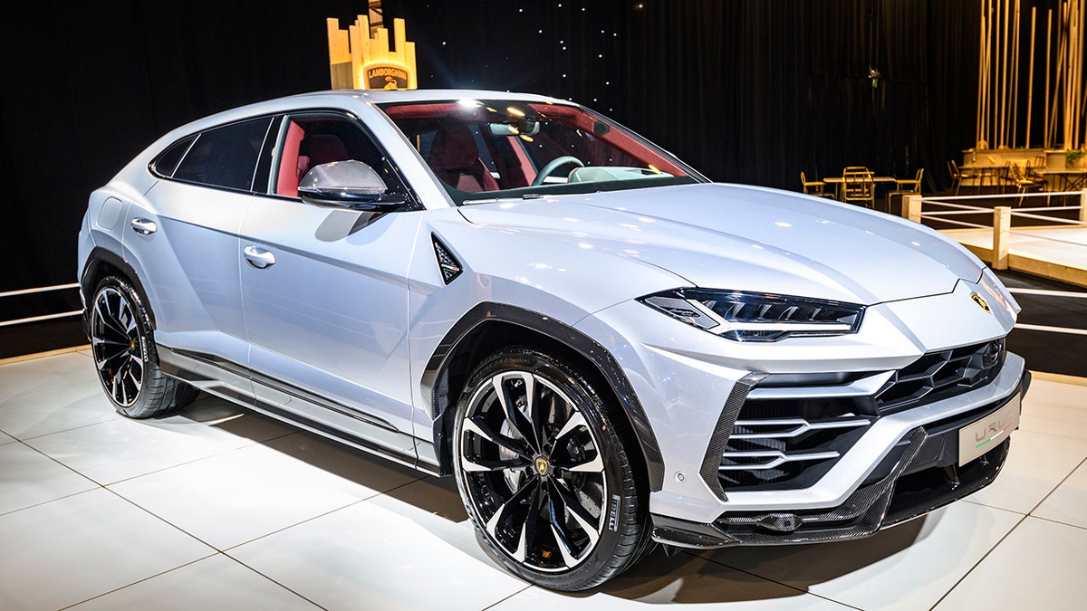 BRUSSELS, BELGIUM - JANUARY 8: Lamborghini Urus luxury performance SUV car on display at Brussels Expo on January 8, 2020 in Brussels, Belgium. The Urus is powered by a 641 hp4.0 L twin-turbocharged V8 and is the second SUV car produced by Lamborghini. (Photo by Sjoerd van der Wal/Getty Images)