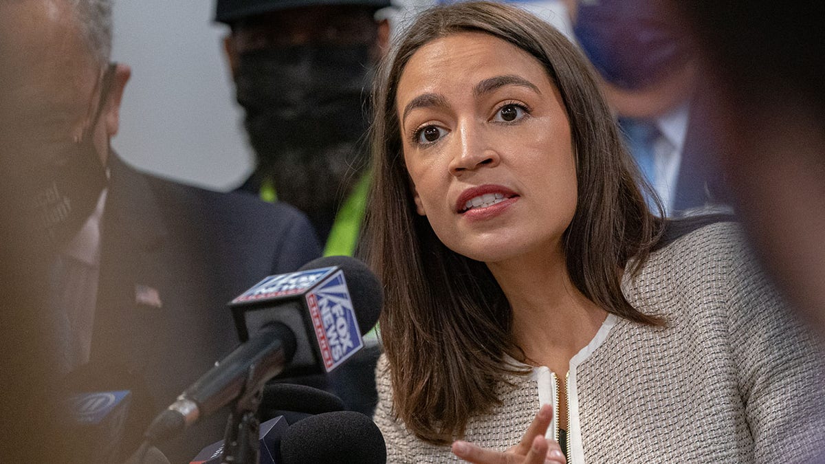 Representative Alexandria Ocasio-Cortez, a Democrat from New York, speaks during a news conference in the Bronx borough of New York, U.S., on Thursday, June 3, 2021. 