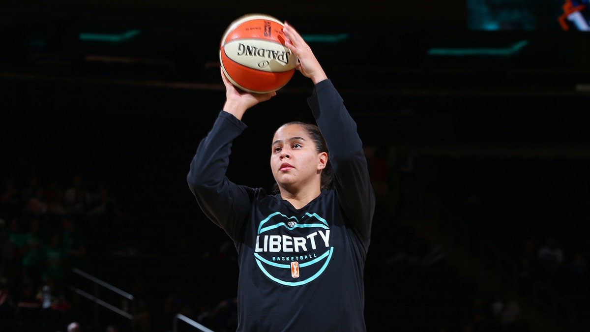 Shoni Schimmel #5 of the New York Liberty warms up before the game against the Indiana Fever on July 21, 2016 at Madison Square Garden in New York, New York. 