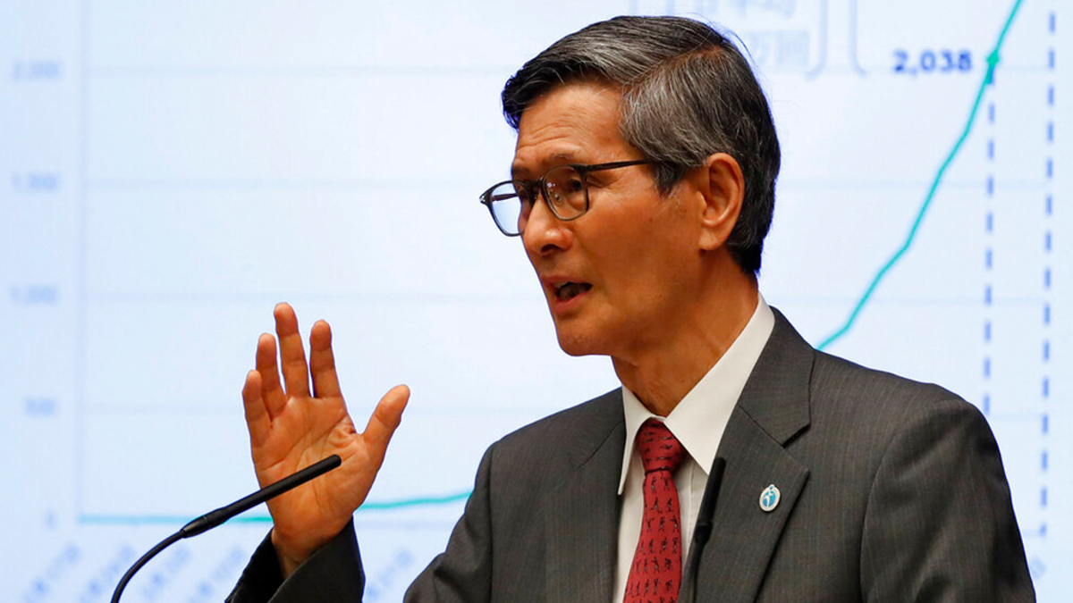 President of the Japan Community Health Care Organization Shigeru Omi attends a joint news conference with Japan's Prime Minister Yoshihide Suga (not in picture) on Japan's response to the coronavirus outbreak at Suga's official residence in Tokyo, Thursday, June 17, 2021.