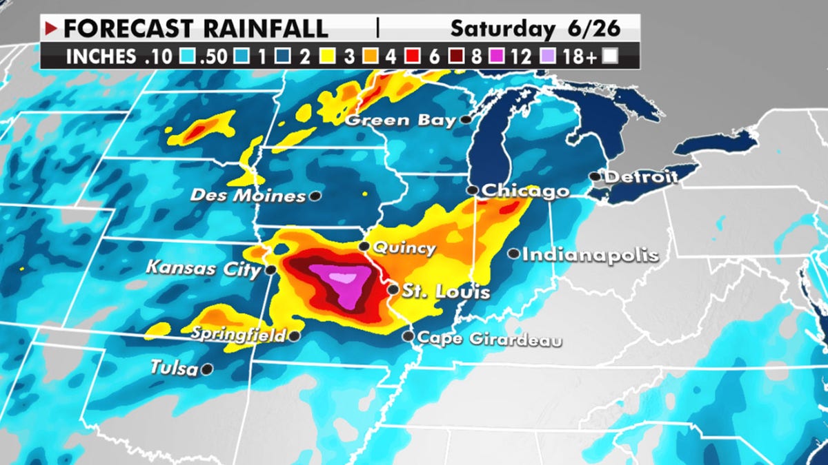 Current models project areas in Missouri could see more than 10" of rain.