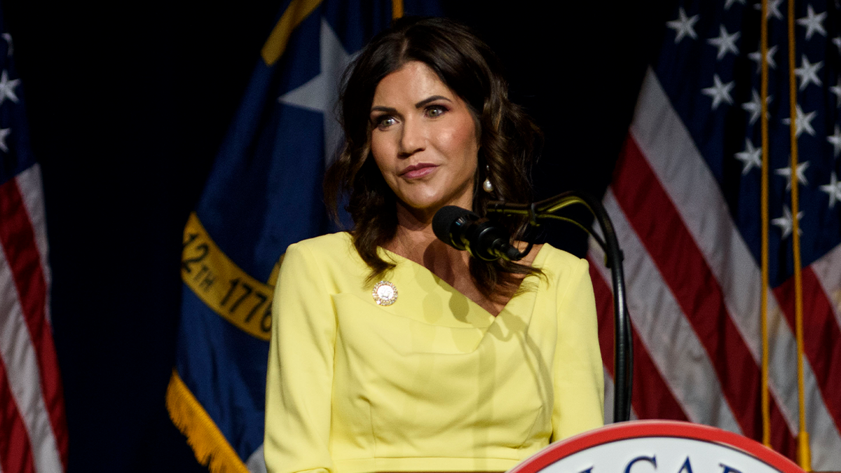 South Dakota Gov. Kristi Noem at the North Carolina GOP convention on June 5 in Greenville, North Carolina.