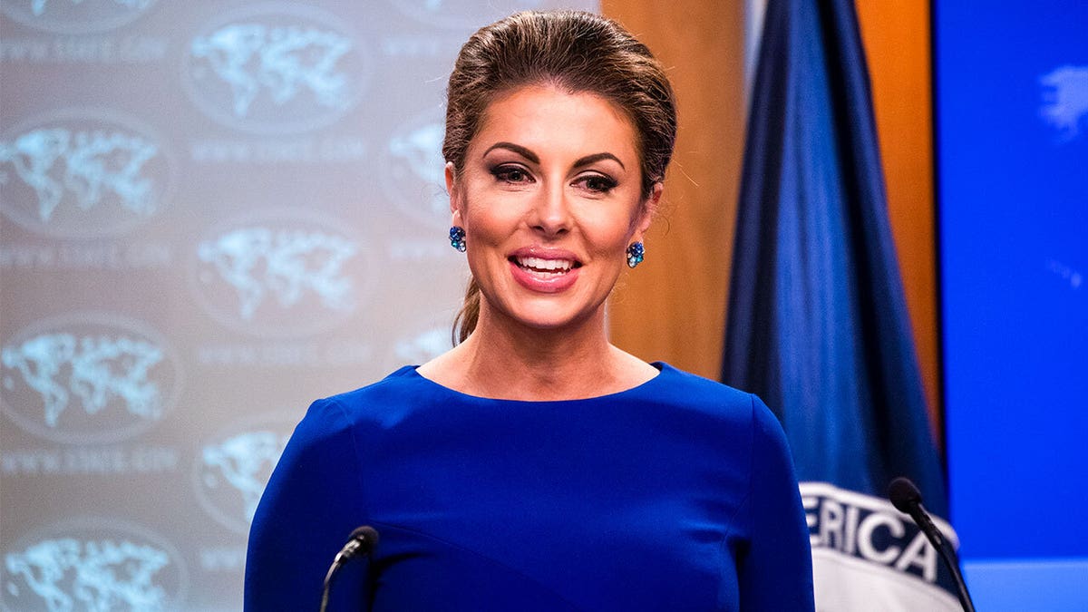 Spokesperson for the United States Department of State Morgan Ortagus answers the questions of the press during a press conference in Washington, on Sept. 12, 2019. 